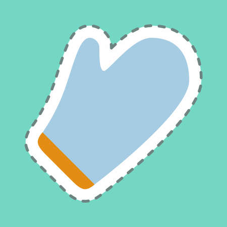 Sticker Oven Mitt - Line Cut - Simple illustration,Editable stroke,Design template vector, Good for prints, posters, advertisements, announcements, info graphics, etc.のイラスト素材