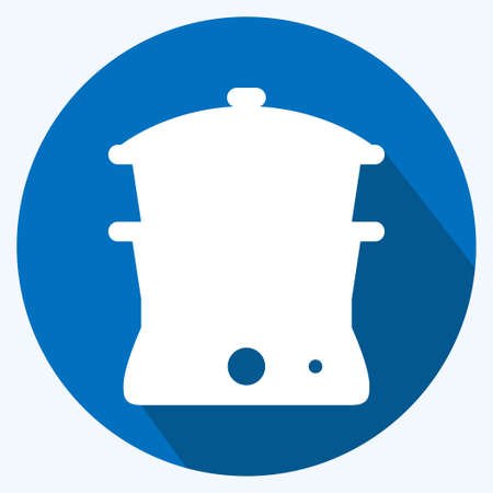 Icon Steamer - Long Shadow Style - Simple illustration,Editable stroke,Design template vector, Good for prints, posters, advertisements, announcements, info graphics, etc.のイラスト素材