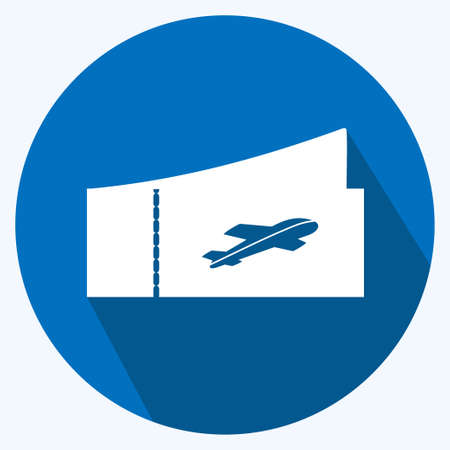 Icon Plane Tickets - Long Shadow Style - Simple illustration,Editable stroke,Design template vector, Good for prints, posters, advertisements, announcements, info graphics, etc.のイラスト素材