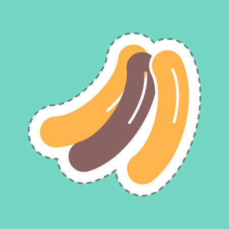 Sticker Sausages - Line Cut - Simple illustration,Editable stroke,Design template vector, Good for prints, posters, advertisements, announcements, info graphics, etc.のイラスト素材