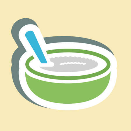 Sticker Rice Pudding - Simple illustration,Editable stroke,Design template vector, Good for prints, posters, advertisements, announcements, info graphics, etc.のイラスト素材