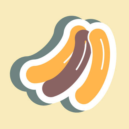 Sticker Sausages - Simple illustration,Editable stroke,Design template vector, Good for prints, posters, advertisements, announcements, info graphics, etc.のイラスト素材