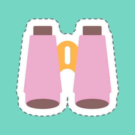 Sticker Binoculars - Line Cut - Simple illustration,Editable stroke,Design template vector, Good for prints, posters, advertisements, announcements, info graphics, etc.のイラスト素材