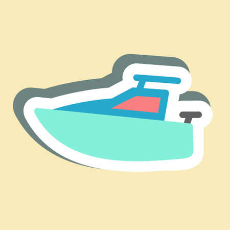 Sticker Yacht - Simple illustration,Editable stroke,Design template vector, Good for prints, posters, advertisements, announcements, info graphics, etc.のイラスト素材