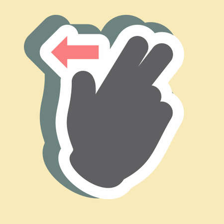 Sticker Two Fingers Left - Simple illustration,Editable stroke,Design template vector, Good for prints, posters, advertisements, announcements, info graphics, etc.のイラスト素材