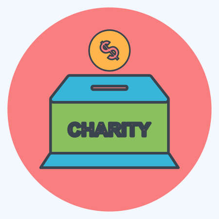 Icon Charity Box - Color Mate Style - Simple illustration,Design Icon vector, Good for prints, posters, advertisements, announcements, info graphics, etc.のイラスト素材