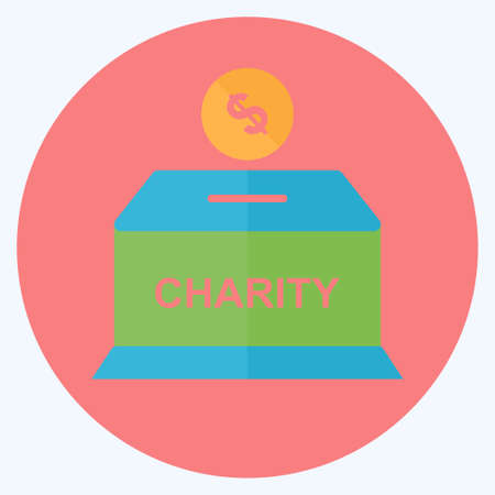 Icon Charity Box - Flat Style - Simple illustration,Design Icon vector, Good for prints, posters, advertisements, announcements, info graphics, etc.のイラスト素材
