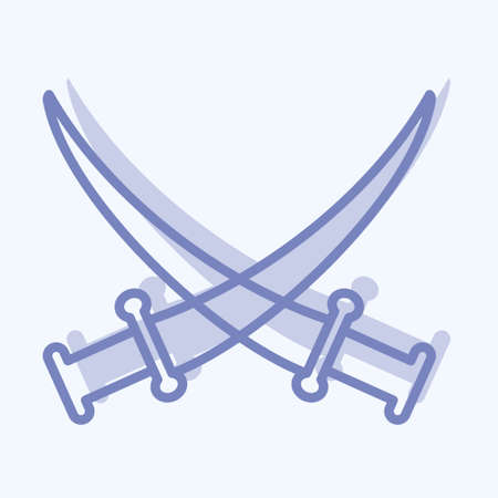 Icon Two Swords - Two Tone Style - Simple illustration,Design Icon vector, Good for prints, posters, advertisements, announcements, info graphics, etc.のイラスト素材