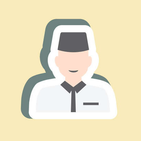 Sticker Islamic Man - Simple illustration,Design Icon vector, Good for prints, posters, advertisements, announcements, info graphics, etc.のイラスト素材