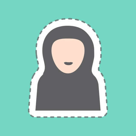 Sticker Islamic Woman - Line Cut - Simple illustration,Design Icon vector, Good for prints, posters, advertisements, announcements, info graphics, etc.のイラスト素材