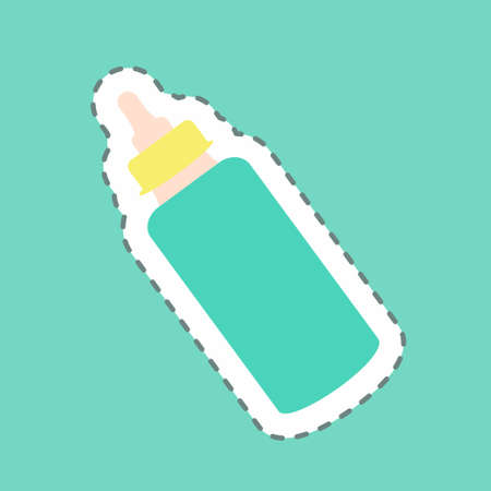 Sticker Milk Bottle 1, Line Cut - Simple illustration,Design template vector, Good for prints, posters, advertisements, announcements, info graphics, etc.のイラスト素材