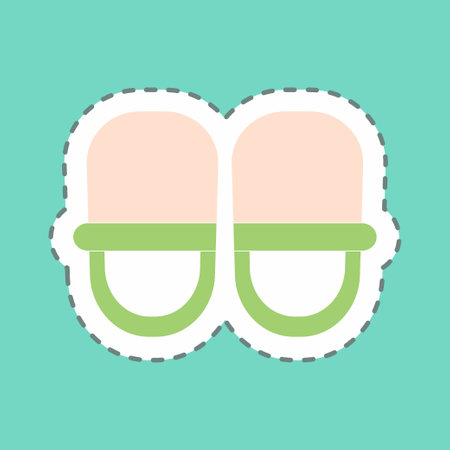 Sticker Baby Shoes, Line Cut - Simple illustration,Design template vector, Good for prints, posters, advertisements, announcements, info graphics, etc.のイラスト素材