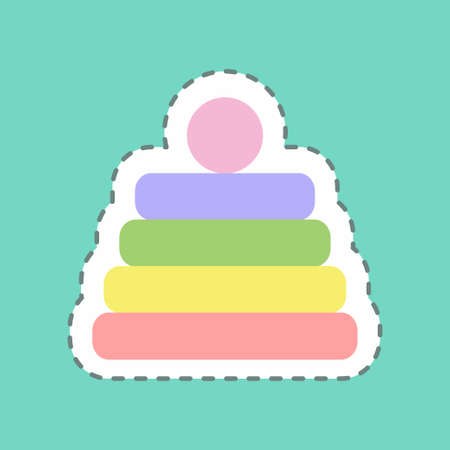 Sticker Stack Toy, Line Cut - Simple illustration,Design template vector, Good for prints, posters, advertisements, announcements, info graphics, etc.のイラスト素材