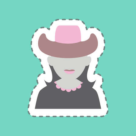 Sticker Woman, Line Cut - Simple illustration, Good for Prints , Announcements, Etcのイラスト素材