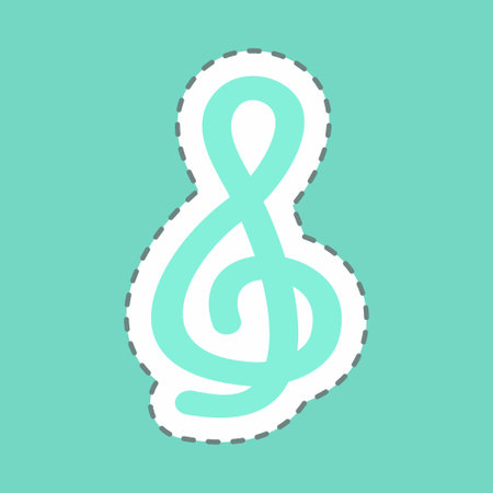 Sticker Treble Clef, Line Cut - Simple illustration, Good for Prints , Announcements, Etcのイラスト素材