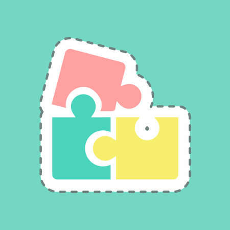Sticker Puzzle Game Line Cut - Simple illustration,Design template vector, Good for prints, posters, advertisements, announcements, info graphics, etc.のイラスト素材