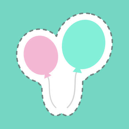 Sticker Balloons Line Cut - Simple illustration,Design template vector, Good for prints, posters, advertisements, announcements, info graphics, etc.のイラスト素材