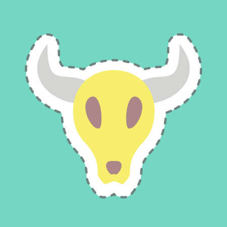 Sticker Bull Horns, Line Cut - Simple illustration, Good for Prints , Announcements, Etcのイラスト素材