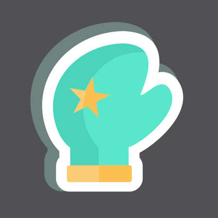 Glove Sticker in trendy isolated on black backgroundのイラスト素材