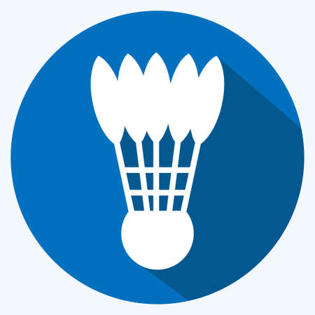 Shuttlecock Icon in trendy long shadow style isolated on soft blue backgroundのイラスト素材