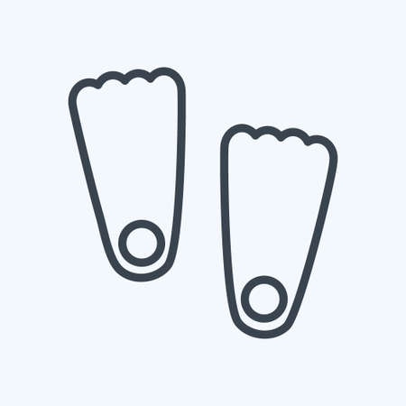 Swimming Fins Icon in trendy line style isolated on soft blue backgroundのイラスト素材