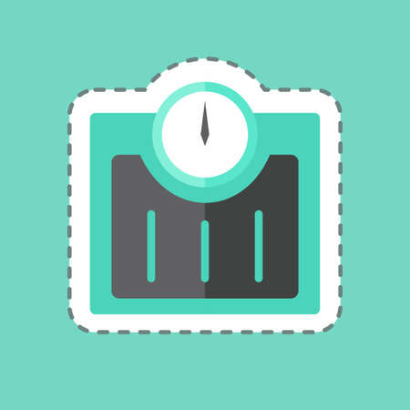Weighing Machine Sticker in trendy line cut isolated on blue backgroundのイラスト素材