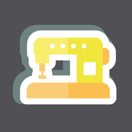Automatic Machine Tailor Sticker in trendy isolated on black backgroundのイラスト素材