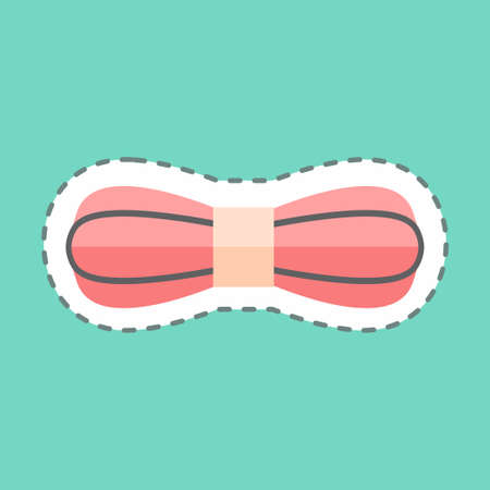 Yarn Sticker in trendy line cut isolated on blue backgroundのイラスト素材