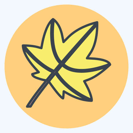 Autumn Leaf Icon in trendy color mate style isolated on soft blue backgroundのイラスト素材