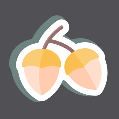 Acorns Sticker in trendy isolated on black backgroundのイラスト素材
