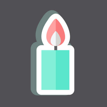 Lit Candle Sticker in trendy isolated on black backgroundのイラスト素材