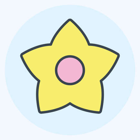 Flower Icon in trendy color mate style isolated on soft blue backgroundのイラスト素材