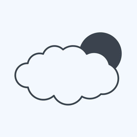 Sun Cloud Icon in trendy glyph style isolated on soft blue backgroundのイラスト素材
