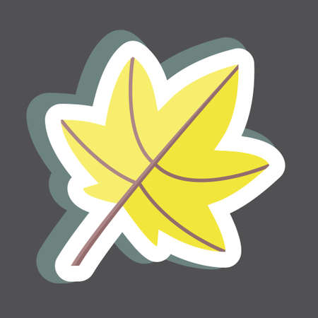 Leaf II Sticker in trendy isolated on black backgroundのイラスト素材