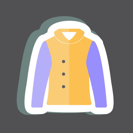 Warm Jacket Sticker in trendy isolated on black backgroundのイラスト素材