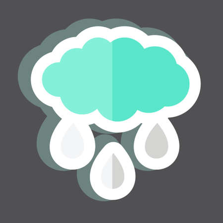 Rain Cloud Sticker in trendy isolated on black backgroundのイラスト素材
