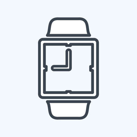Analog Clock Icon in trendy line style isolated on soft blue backgroundのイラスト素材