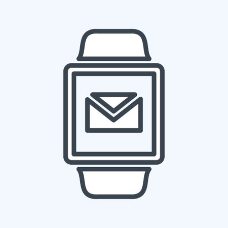 Email App Icon in trendy line style isolated on soft blue backgroundのイラスト素材