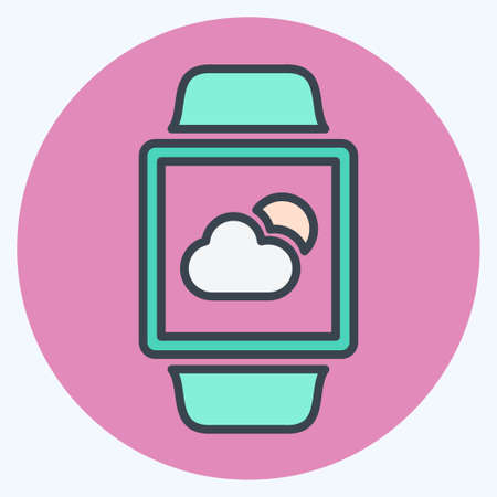 Weather App Icon in trendy color mate style isolated on soft blue backgroundのイラスト素材