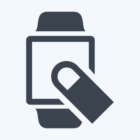 Swipe Finger Icon in trendy glyph style isolated on soft blue backgroundのイラスト素材