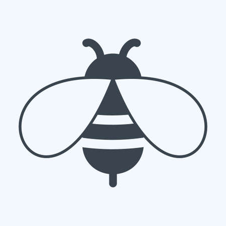 Bee Icon in trendy glyph style isolated on soft blue backgroundのイラスト素材