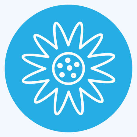 Daisy Icon in trendy blue eyes style isolated on soft blue backgroundのイラスト素材