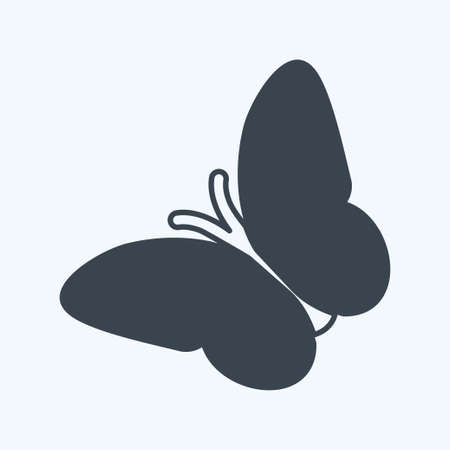 Butterfly Flying Icon in trendy glyph style isolated on soft blue backgroundのイラスト素材