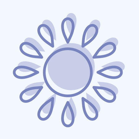 Sunny Weather Icon in trendy two tone style isolated on soft blue backgroundのイラスト素材