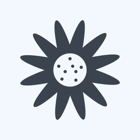 Daisy Icon in trendy glyph style isolated on soft blue backgroundのイラスト素材