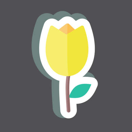 Tulip Sticker in trendy isolated on black backgroundのイラスト素材