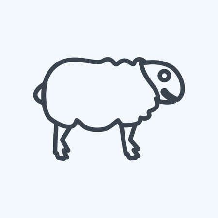 Sheep Icon in trendy line style isolated on soft blue backgroundのイラスト素材