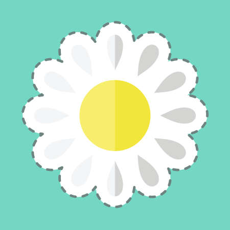 Sunny Weather Tailor Sticker in trendy line cut isolated on blue backgroundのイラスト素材
