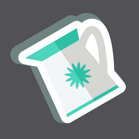 Watering Plants Sticker in trendy isolated on black backgroundのイラスト素材