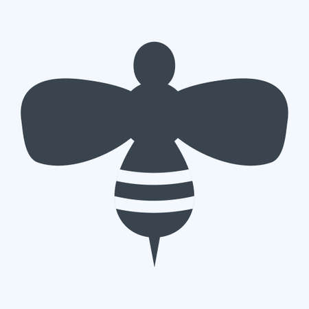 Honey Bee Icon in trendy glyph style isolated on soft blue backgroundのイラスト素材